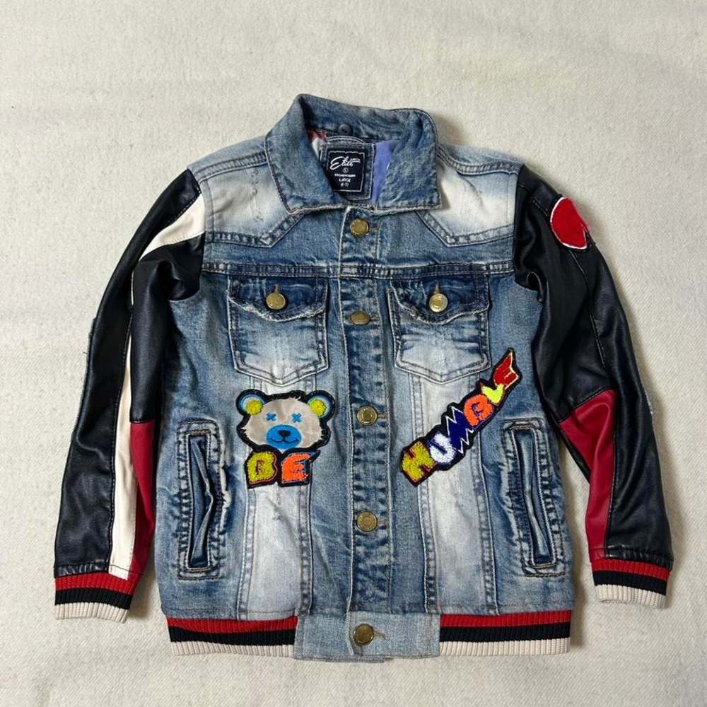 Junior Elite denim jacket with‎ embroidered patches #denimjacket Large 6-7